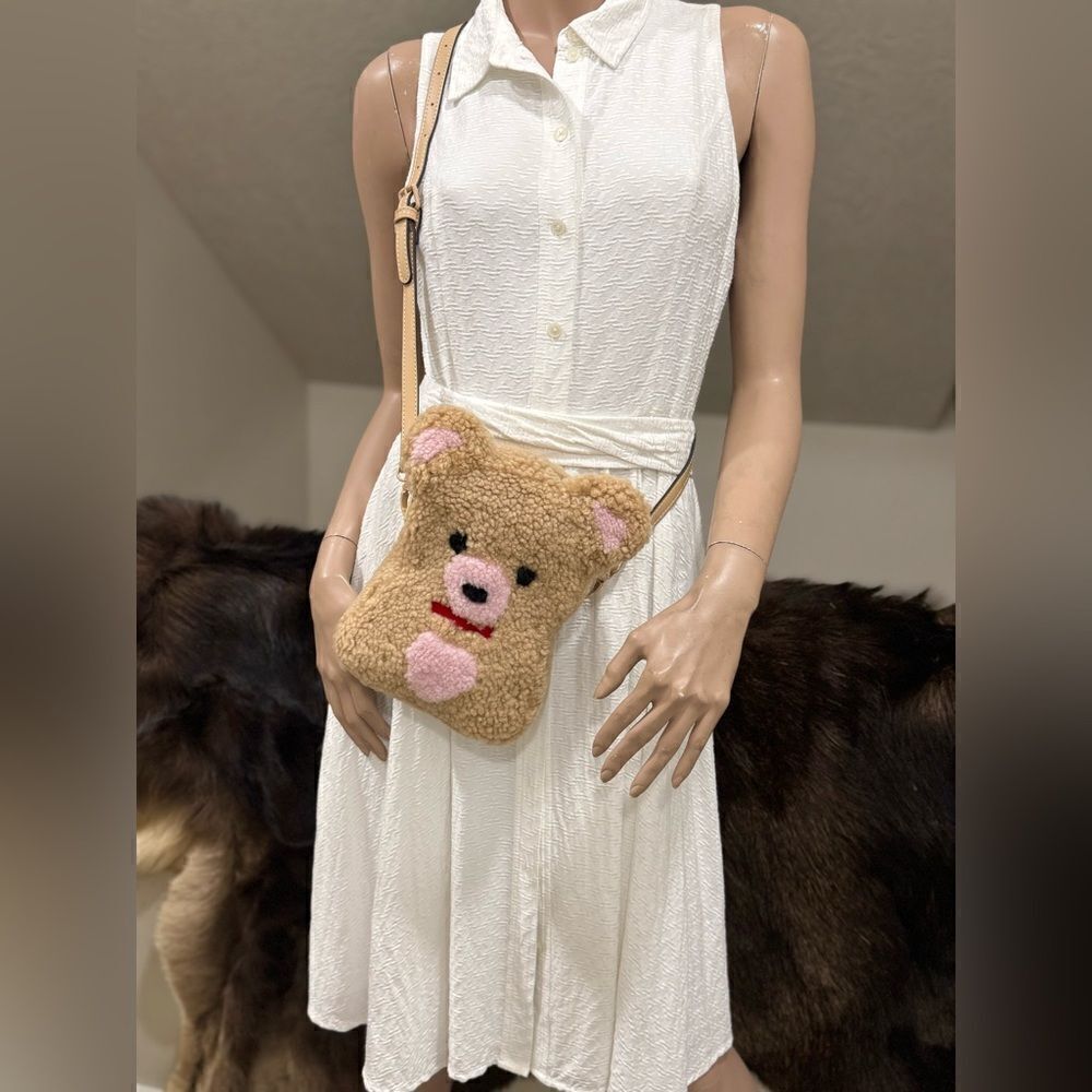 Colorblock Handmade Cute Real Shearling Teddy Bear Purse/Crossbody/Phone Pouch - Picture 12 of 16